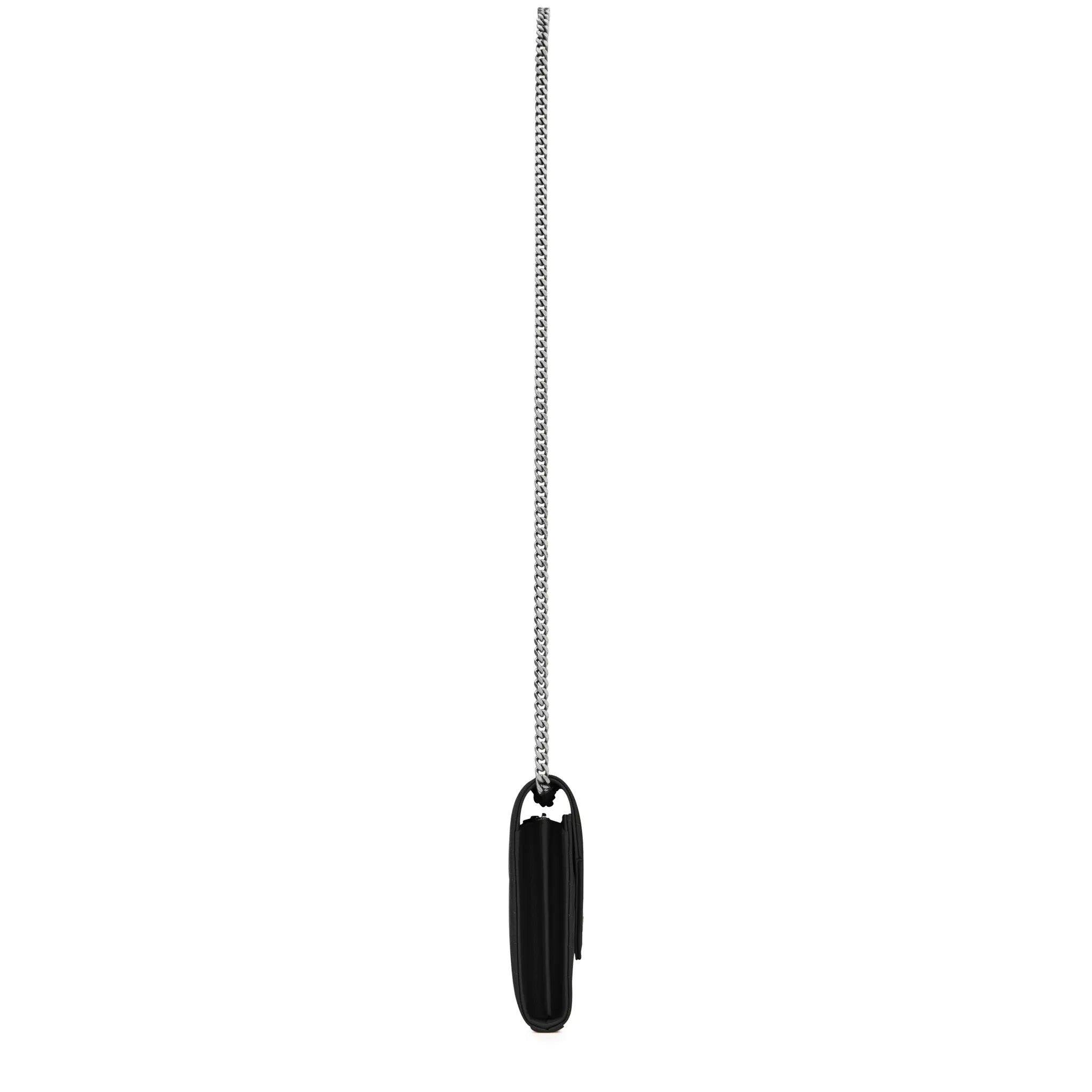 Side View of Saint Laurent Monogram Envelope Black Silver Crossbody Bag